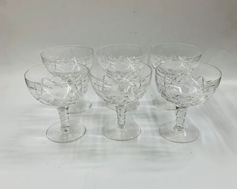 Set of 6 crystal champagne saucers