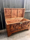 Oriental Carved Wooden Camphor Chest