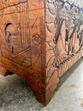 Oriental Carved Wooden Camphor Chest