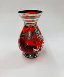 Hand blown red glass and silver overlay vase