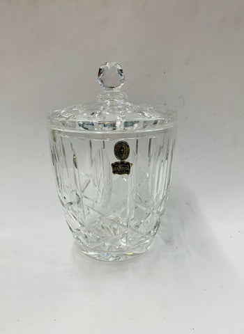 Vintage German cut crystal lidded vase