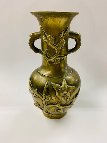 Antique heavy brass oriental vase