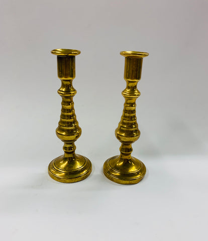 Pair of antique small brass candlesticks