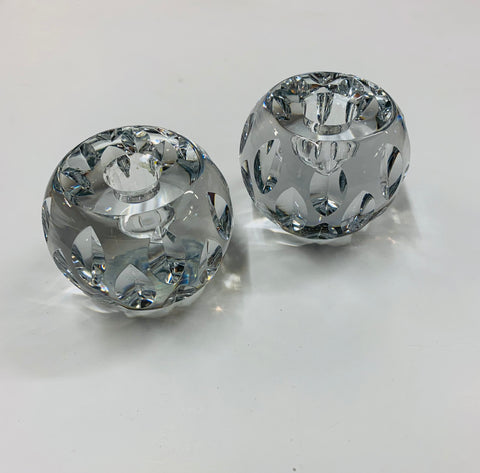 Pair of Heavy cut crystal candle holders