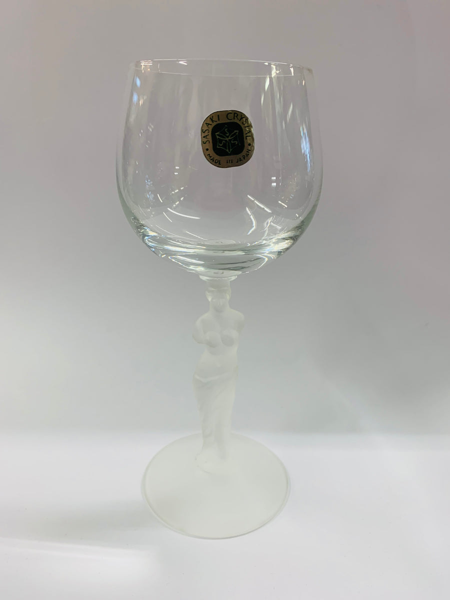 Sasaki Crystal Greco Roman lady wine glass – Antique Alley