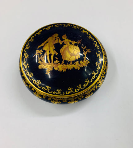 Limoges Royal Blue and Gold Jewellery Box