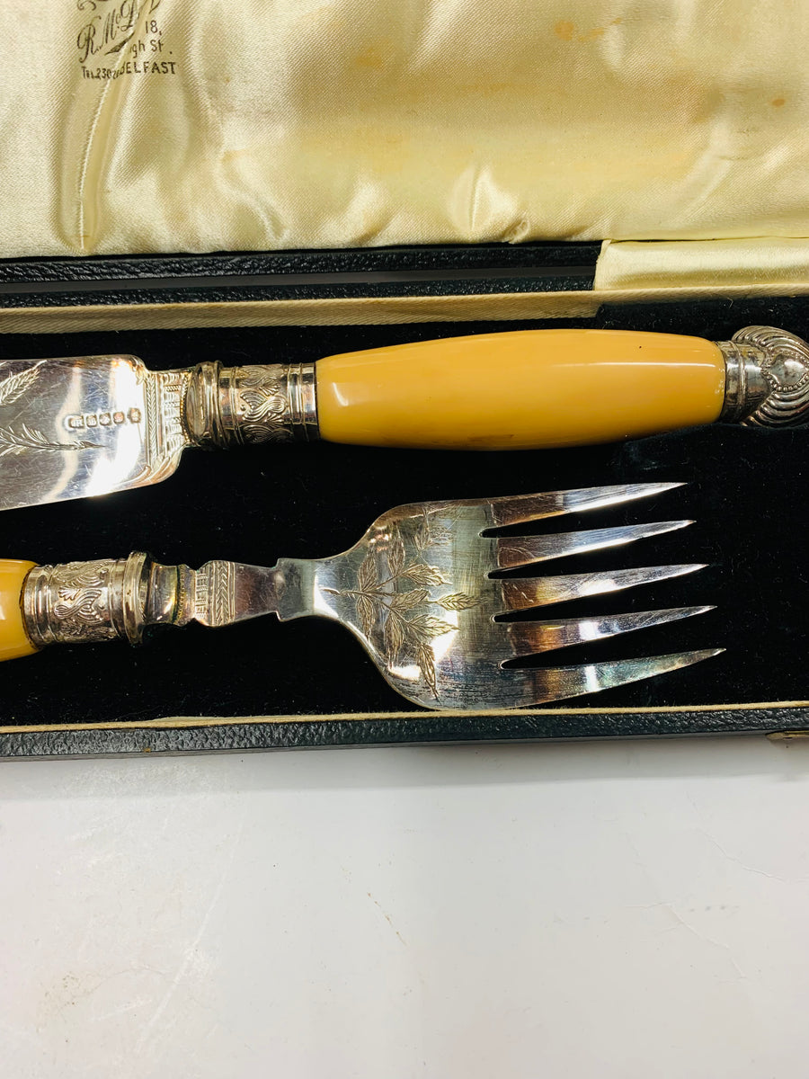 Ornate silver plated cake serving set Antique Alley