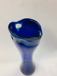 Heavy cobalt blue art glass vase
