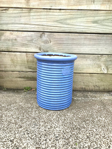 Tall Ribbed Blue Pot ( Pick Up In Store Only)