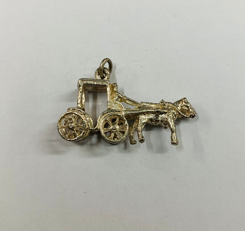 Silver horse drawn carriage charm
