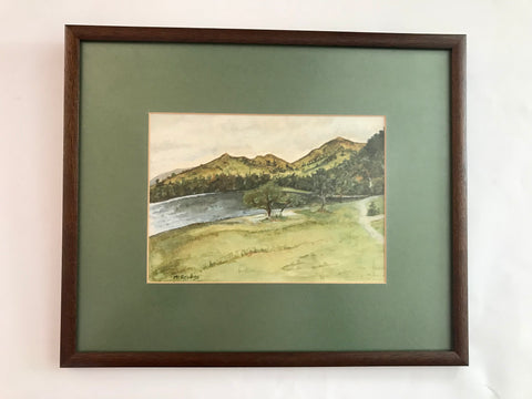 M.L.Bradley Original Watercolour Of a Winding River and Pine Trees