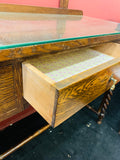 Oak Dressing Table with Mirror and Barley Twist legs