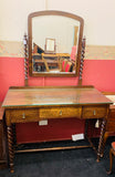 Oak Dressing Table with Mirror and Barley Twist legs