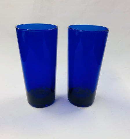 Pair of French cobalt blue tumblers