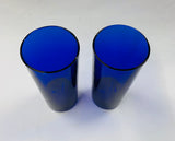 Pair of French cobalt blue tumblers
