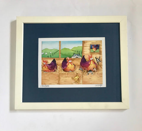 Andrea Daidge Print of Roosting Cats Framed