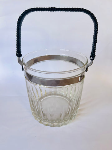 Glass Ice Bucket with Retro Black Handle