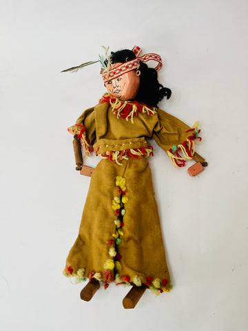 Wooden Hand Made American Indian Puppet
