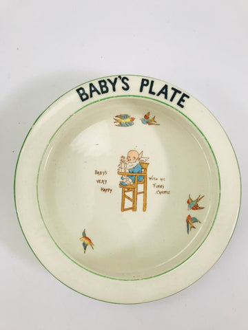 Vintage Babys Plate" Babys Very Happy With This Funny Chappie"