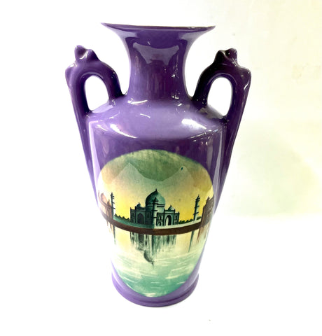 Purple Hand Painted Taj Mahal Urn Style Vase