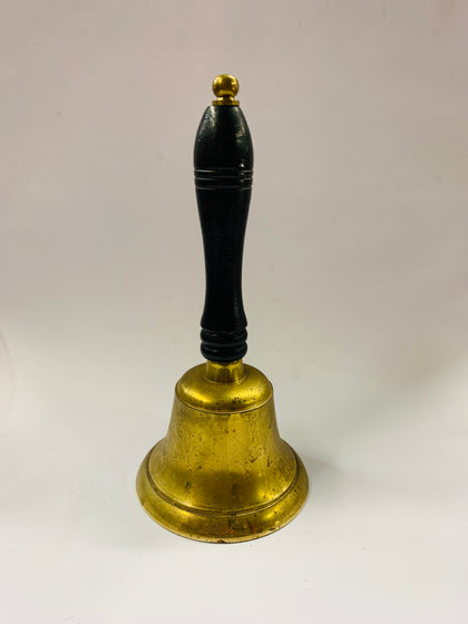 Old brass school bell with Ebony wood handle