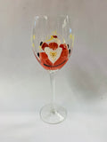 Set of 6 tall hand painted Santa wine glasses