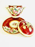 Antique Limoges Porcelain Bouillon lidded bowl and Plate