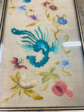 Antique silk embroidered bird scene picture