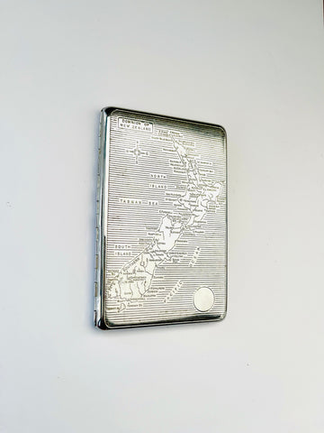 Chrome Cigarette Case with New Zealand on the Front