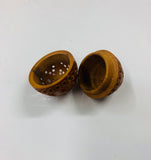 Carved coquilla nut egg shape case