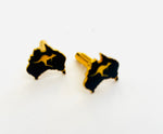 Vintage Set of Cufflinks with the Map of Australia in Blue with Gold Kangaroo