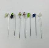 Set of 7 vintage glass swizzle sticks