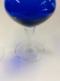 Pair of cobalt blue twisted stem glass vases