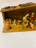 Vintage folk Art hand made wooden nativity set