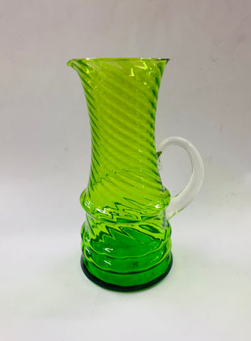 Retro Midcentury Green glass jug