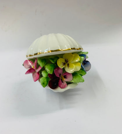 Royal Doulton china flowers in a shell