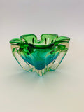 Green and Blue Murano style Art Glass Bowl
