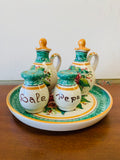 5 piece Avallone Vietri Italian condiment set