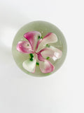 Clear Paperweight with Purple and White Flower