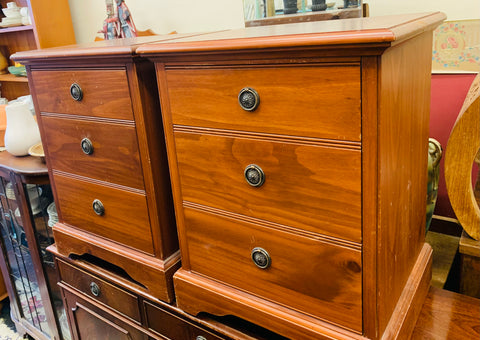 Pair of solid wood bedside drawers