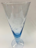 Set of 4 Midcentury tall blue glass cocktail glasses