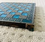 Metal and Stone Greek Pattern Chess Board