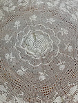 Round Cream Table Cloth with Scolloped Edges