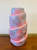 Vintage spiral design mottled pink pottery vase