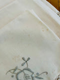 Set of Six Cream Napkins with Scolloped Edges and Grey Embroidery