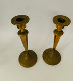Solid pair of brass column Candlesticks