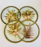 1970s Glass Place Mats with Dried Flowers