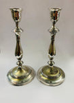 Antique Silver plated tall column candlesticks