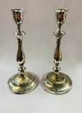 Antique Silver plated tall column candlesticks