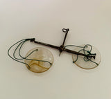 Antique gold weighing scales in original oak box